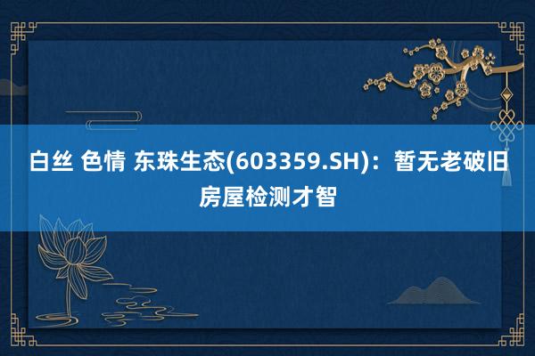 白丝 色情 东珠生态(603359.SH)：暂无老破旧房屋检测才智