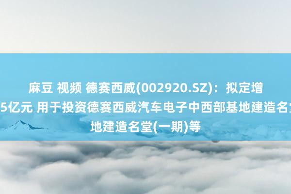 麻豆 视频 德赛西威(002920.SZ)：拟定增募资不超45亿元 用于投资德赛西威汽车电子中西部基地建造名堂(一期)等