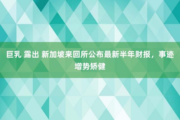 巨乳 露出 新加坡来回所公布最新半年财报，事迹增势矫健