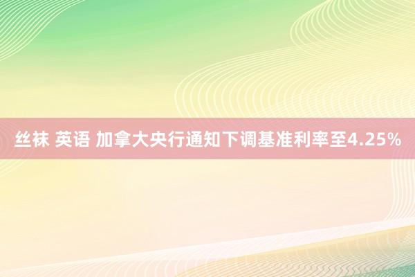 丝袜 英语 加拿大央行通知下调基准利率至4.25%