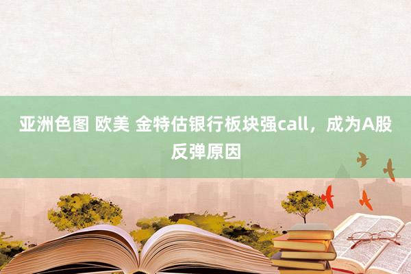 亚洲色图 欧美 金特估银行板块强call，成为A股反弹原因