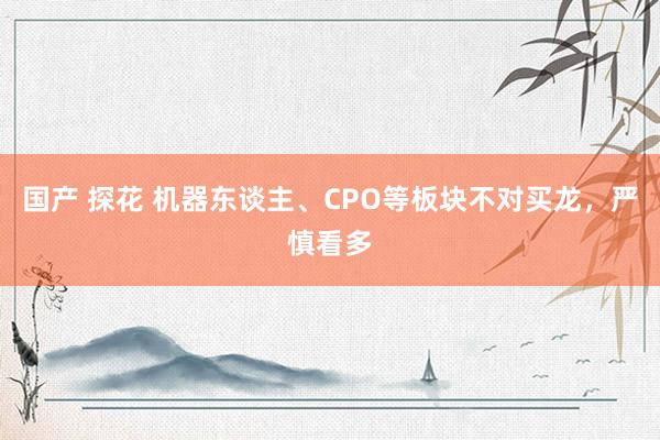 国产 探花 机器东谈主、CPO等板块不对买龙，严慎看多