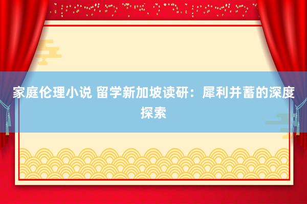 家庭伦理小说 留学新加坡读研：犀利并蓄的深度探索