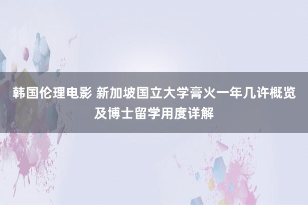 韩国伦理电影 新加坡国立大学膏火一年几许概览及博士留学用度详解