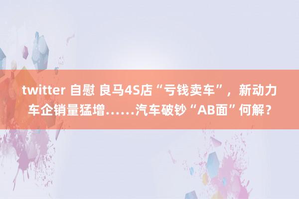 twitter 自慰 良马4S店“亏钱卖车”，新动力车企销量猛增……汽车破钞“AB面”何解？