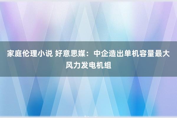 家庭伦理小说 好意思媒：中企造出单机容量最大风力发电机组