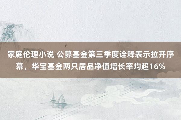 家庭伦理小说 公募基金第三季度诠释表示拉开序幕，华宝基金两只居品净值增长率均超16%