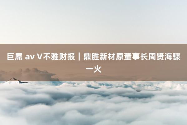 巨屌 av V不雅财报｜鼎胜新材原董事长周贤海骤一火