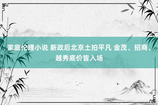 家庭伦理小说 新政后北京土拍平凡 金茂、招商、越秀底价皆入场