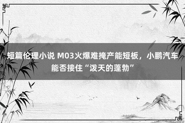 短篇伦理小说 M03火爆难掩产能短板，小鹏汽车能否接住“泼天的蓬勃”