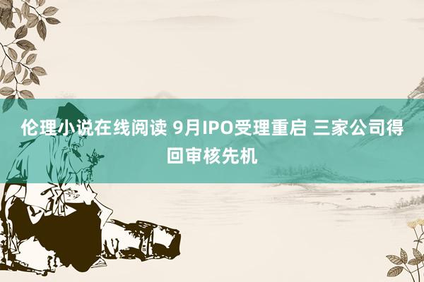 伦理小说在线阅读 9月IPO受理重启 三家公司得回审核先机