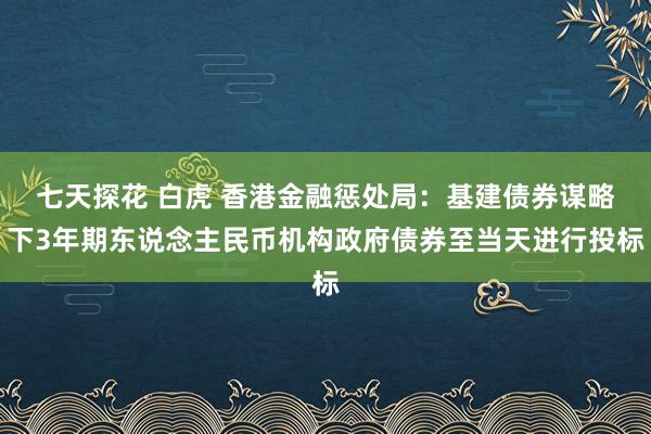 七天探花 白虎 香港金融惩处局：基建债券谋略下3年期东说念主民币机构政府债券至当天进行投标