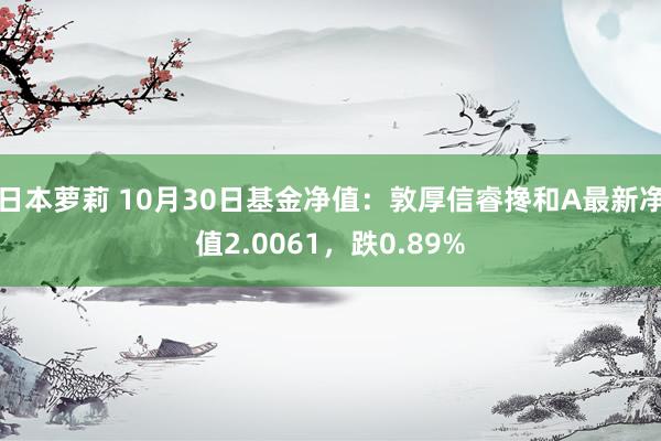 日本萝莉 10月30日基金净值：敦厚信睿搀和A最新净值2.0061，跌0.89%