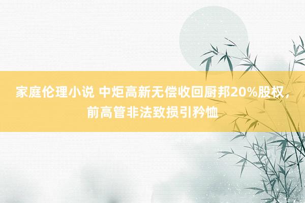 家庭伦理小说 中炬高新无偿收回厨邦20%股权，前高管非法致损引矜恤