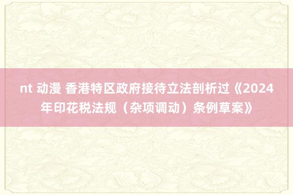 nt 动漫 香港特区政府接待立法剖析过《2024年印花税法规（杂项调动）条例草案》