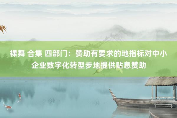 裸舞 合集 四部门：赞助有要求的地指标对中小企业数字化转型步地提供贴息赞助