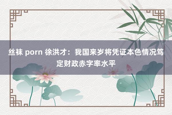 丝袜 porn 徐洪才：我国来岁将凭证本色情况笃定财政赤字率水平