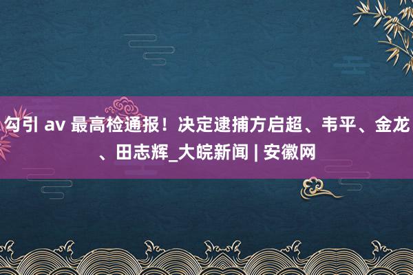 勾引 av 最高检通报！决定逮捕方启超、韦平、金龙、田志辉_大皖新闻 | 安徽网