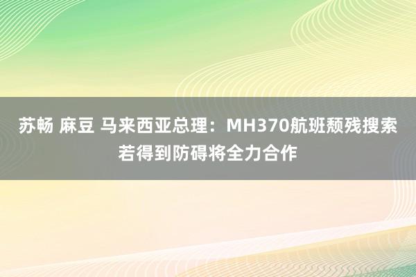 苏畅 麻豆 马来西亚总理：MH370航班颓残搜索若得到防碍将全力合作