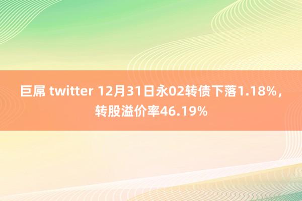 巨屌 twitter 12月31日永02转债下落1.18%，转股溢价率46.19%