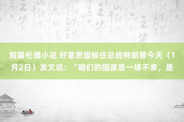 短篇伦理小说 好意思国候任总统特朗普今天（1月2日）发文说：“咱们的国度是一场不幸，是