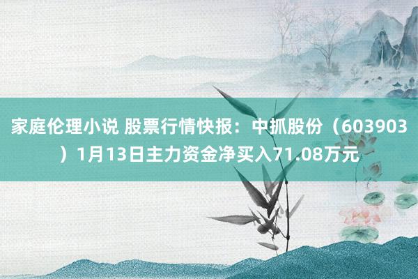 家庭伦理小说 股票行情快报：中抓股份（603903）1月13日主力资金净买入71.08万元