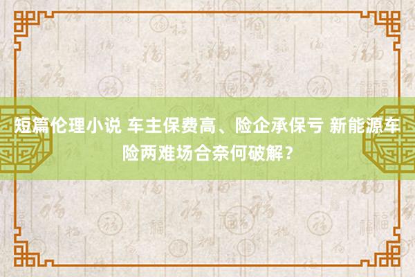 短篇伦理小说 车主保费高、险企承保亏 新能源车险两难场合奈何破解？