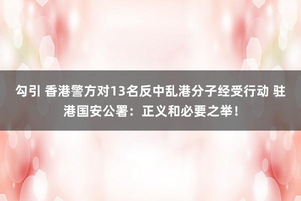 勾引 香港警方对13名反中乱港分子经受行动 驻港国安公署：正义和必要之举！