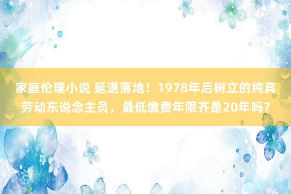 家庭伦理小说 延退落地！1978年后树立的纯真劳动东说念主员，最低缴费年限齐是20年吗？